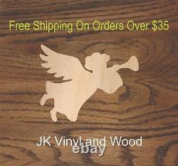 Angel, Trumpet, Announcement, Laser Cut Wood, Wood Cutout, Crafting Supply, A244