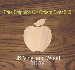 Apple Wood Cutout, Laser Cut Wood, Crafting Supply A103, Made in Ohio