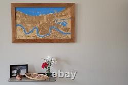 Approx. 17 x 27 laser-cut wood map of New Orleans including Lake Pontchartrain
