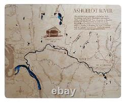 Ashuelot River, New Hampshire Laser Cut Wood Map Wall Art Made to Order