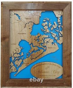 Atlantic City, New Jersey Laser Cut Wood Map Wall Art Made to Order