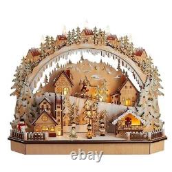 Authentic Wood Laser Cut Collectible Light Up Holiday Christmas Village Scene