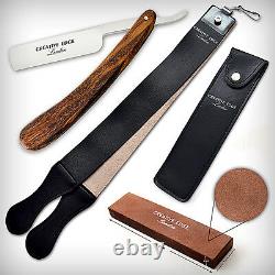 Barber Classic Straight Razors Wet Cut Throat Strop Sharpening Stone SHAVE READY