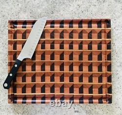 Beautiful 3 D handmade end grain wood cutting board. 15X 12X 3/4