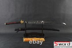 Black Japanese Samurai Katana Sword Carbon Steel Sharp Blade Full Tang Cut Bambo