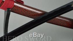 Black T1095 High Carbon steel Japanese samurai sword Sharp Blade Katana Cut Tree