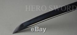Black T1095 High Carbon steel Japanese samurai sword Sharp Blade Katana Cut Tree