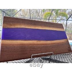 Black Walnut Wood W Epoxy Resin River Double Sided White/Purple Cutting Board