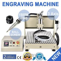 CNC Router 3 Axis 6040 Engraving Mill Engraver Metal Wood Cut Machine 1.5KW UPS