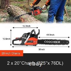 COOCHEER 62CC 20'' Gasoline Chainsaw Powered Wood Cutting Engine Gas Chain Saw