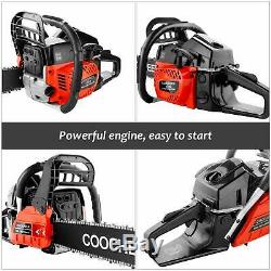 COOCHEER 62cc Gasoline Powered Chainsaw 20 Bar Engine Wood Cutting 2 Cycle