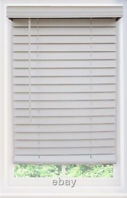 CORDLESS White 2 Inch Faux Wood Horizontal Blind Choose Your Size Child Safe