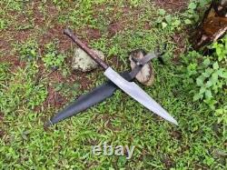 Carbon Steel Blade Wood Cutting Machete Kukri Sword Handmade Tactical Sword