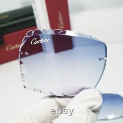 Cartier Custom Lenses Blue Smoke Diamond Cut for Buffalo, Wood, Acetate, C-Wire