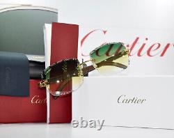 Cartier Decor C Wood Rimless ibiza CT0052O Frame Sunglasses Glasses diamond cut