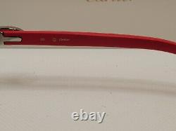 Cartier Iced Out C Decor Red Wood Sunglasses Diamond Cut Clear Lens