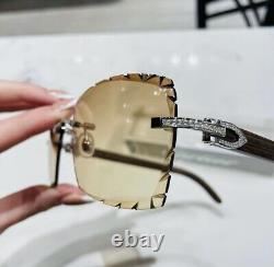 Cartier Wood Diamond Cut Lenses Glasses with VVS Diamonds