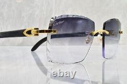 Cartier big c diamond cut lenses wood horn trivex Sunglasses ct0092o Oreo