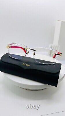 Cartier cut lenses Red Wood Frame Gold, Customized Sets for Genuine Cartier