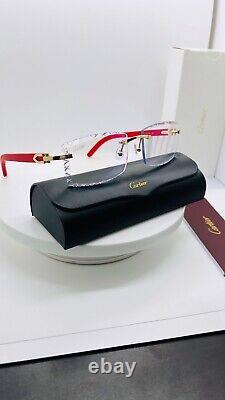 Cartier cut lenses Red Wood Frame Gold, Customized Sets for Genuine Cartier