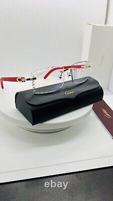 Cartier cut lenses Red Wood Frame Gold, Customized Sets for Genuine Cartier