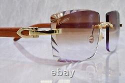 Cartier rimless Wood Tulip bubinga sunglasses glasses c decor Diamond cut