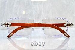 Cartier rimless Wood bubinga sunglasses glasses c decor Diamond cut Flooded