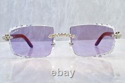 Cartier rimless Wood bubinga sunglasses glasses c decor Diamond cut Flooded