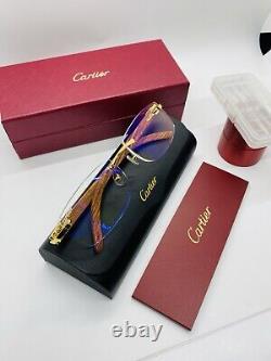 Cartier rimless sunglasses Bubinga Wood CT0046s