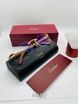 Cartier rimless sunglasses Bubinga Wood CT0046s