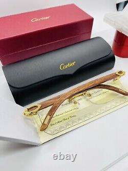 Cartier rimless sunglasses Bubinga Wood CT0046s