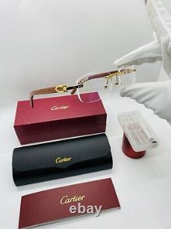 Cartier rimless sunglasses Bubinga Wood CT0046s