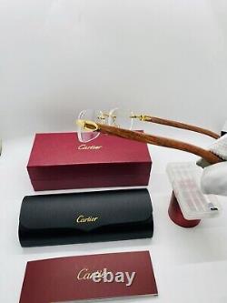 Cartier rimless sunglasses Bubinga Wood CT0046s