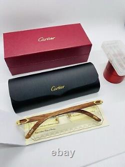 Cartier rimless sunglasses Bubinga Wood CT0046s