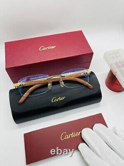 Cartier rimless sunglasses Bubinga Wood CT0046s