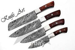 Chef Knife Handmade Damascus Steel Sharp Edge Cutting Blade Kitchen Knife Set