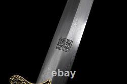 Chinese Folded Steel Gold Crane Ebony Sword Handmade Jian Cut Water Bottles