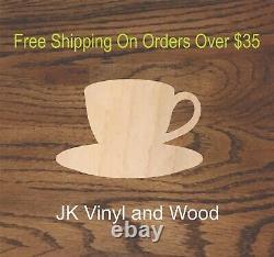 Coffee Cup, Tea Cup, Wood Cutout, Laser Cut Wood, Craft Wood, Crafting A271