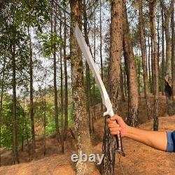 Custom Handmade Carbon Steel Blade Tactical Machete Sword Hunting Sword Camping