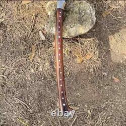 Custom Handmade Carbon Steel Long Wood Cutting Axe Hunting Camping Axe Full Tang