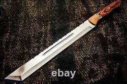 Custom Handmade D2 Tool Steel 18 inches Hunting Tonto Blade with leather sheath