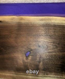 Custom Purple Epoxy Resin Walnut Wood Charcuterie Cheese Cutting Board 23 x 12