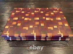 Custom end grain wood cutting board exotic and native wood 14.25W x 10L x 2T
