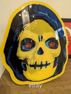 DELUXE SKELETOR SPRAY PAINTED HEAD ON CUT WOOD art home decor