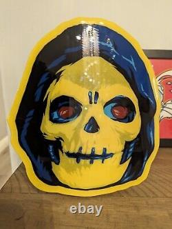 DELUXE SKELETOR SPRAY PAINTED HEAD ON CUT WOOD art home decor