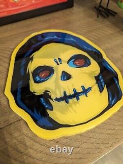 DELUXE SKELETOR SPRAY PAINTED HEAD ON CUT WOOD art home decor