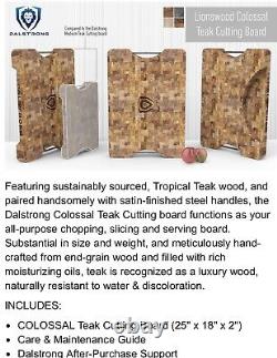 Dalstrong Colossal Teak Cutting Board 25x18 Warp Resistant Teak Wood