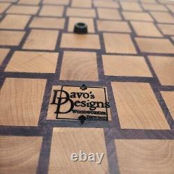 Davo's End Grain Cutting Board Basketweave Hardwood 22x13x2 Rubber Feet Handmade