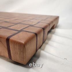 Davo's End Grain Cutting Board Basketweave Hardwood 22x13x2 Rubber Feet Handmade