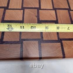 Davo's End Grain Cutting Board Basketweave Hardwood 22x13x2 Rubber Feet Handmade